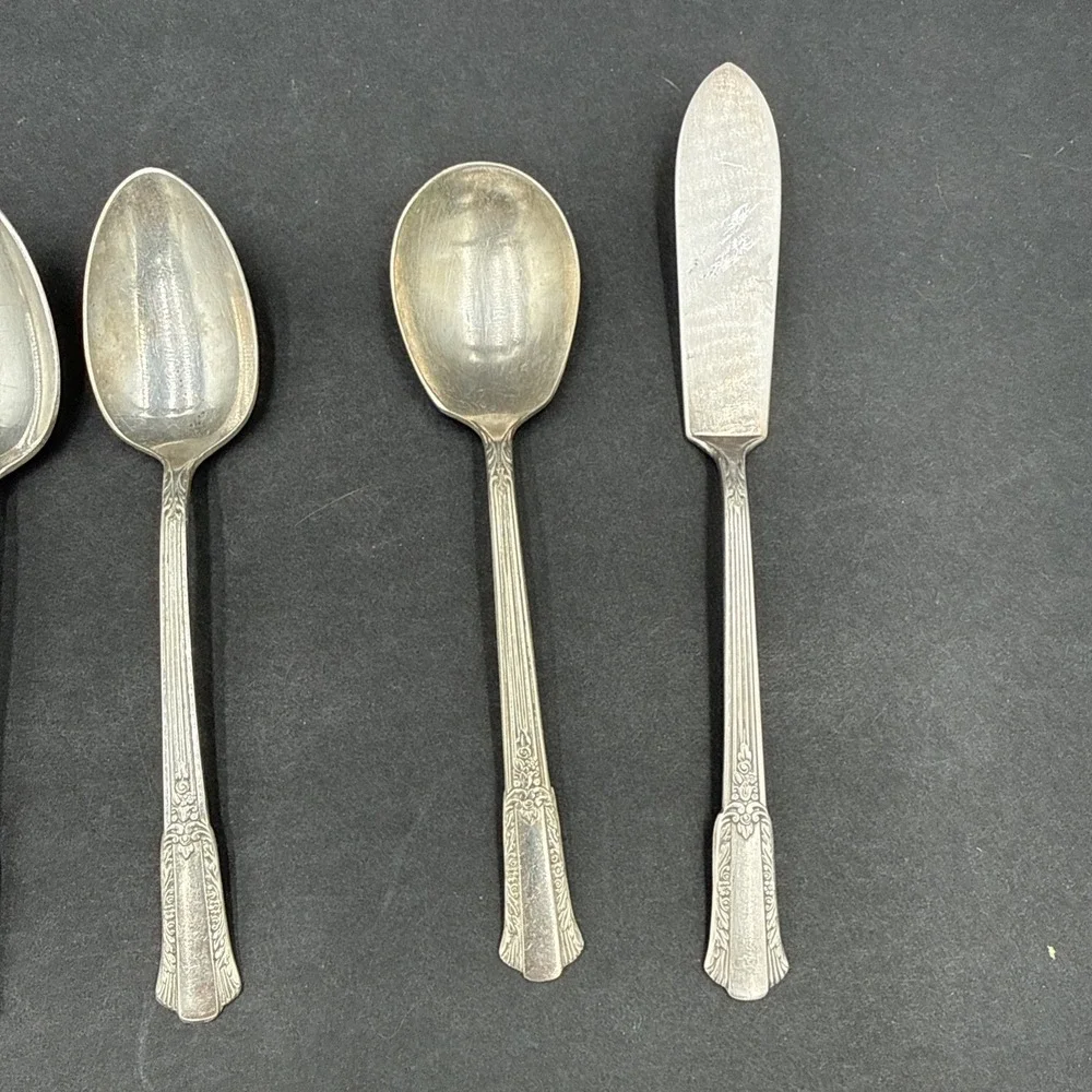 1940 VTG‎ WM Rogers silver plate overlaid flatware 'treasure' 10Pc Spoons